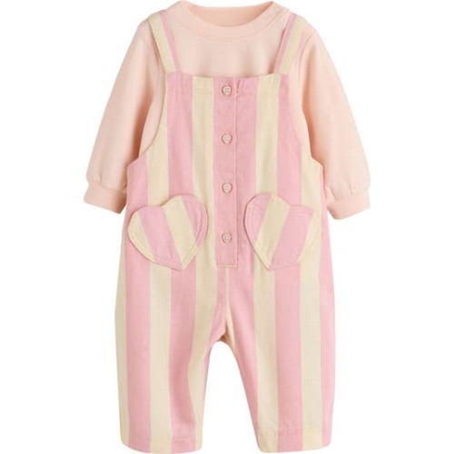 Kids' Stripe Overalls & Bodysuit Set, 0-3M