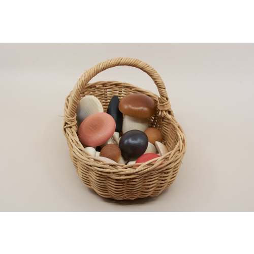 Moon Picnic Forest Mushrooms Basket – Wooden Pretend Play & Nature Set
