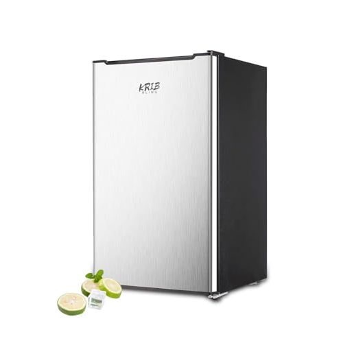 KRIB BLING 3.0 Cu.ft Upright Freezer Compact Mini Freezer with Removable Shelves for Bedroom, Office, Kitchen, Dorm,Silver, KB02 FLS-80U-SILVER