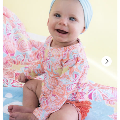 Sweet Long Sleeve One Piece Rash Guard Swimsuit, with Signature Rear Ruffles