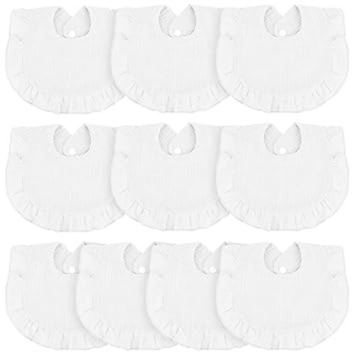 Seematn 10 Pcs Baby Muslin Bibs for Unisex Girls & Boys Drool Bibs Bandana Ruffle Soft Cotton for Newborn Infants Toddlers(White)