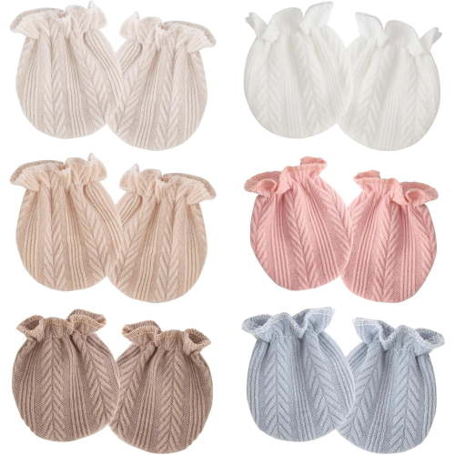 TELOLY Newborn Baby Mittens No Scratch Cotton Elastic Wrist Gloves Infant Toddler Mittens for Baby Boy Girl 0-6 Months