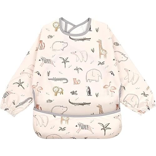 Little Dimsum Mess-Proof Baby Bibs|Infant Toddler Long Sleeve Waterproof Feeding Smock