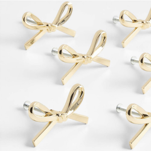 Gold Bow Knobs, Set of 6