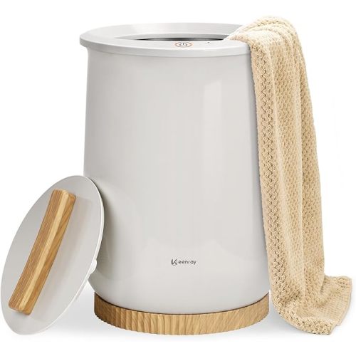 Keenray Bucket Style Towel Warmers, Luxury Bucket Towel Warmer, Large Towel Warmer for Bathroom, Auto Shut Off, Fits Up to Two 40"X70" Oversized Towels, Bathrobes, Blankets, PJ's and More, White, CL1