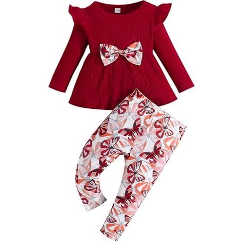 Jecson Baby Girl Clothes Toddler Girl Clothes Butterfly Top and Pants Set