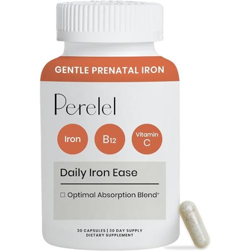 Perelel Daily Iron Ease 15mg Iron Supplement with Vitamin C & B12