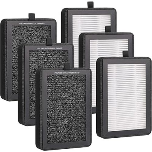 6 Pack LV-H128 Replacement Filter for Levoit Air Purifier, Compatible with LV-H128 / PUURVSAS (HM669A) / ROVACS (RV60) Air Purifier, 3 in 1 True HEPA Filtration System
