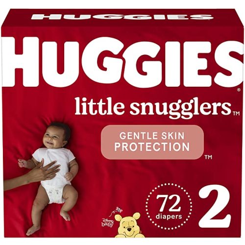 Baby Diapers Size 2 (12-18 lbs), 72ct, Huggies Little Snugglers - Size 2 (72 Count)