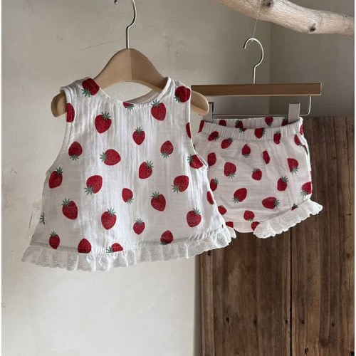 Baby Toddler 2-Piece Strawberry Sleeveless Set