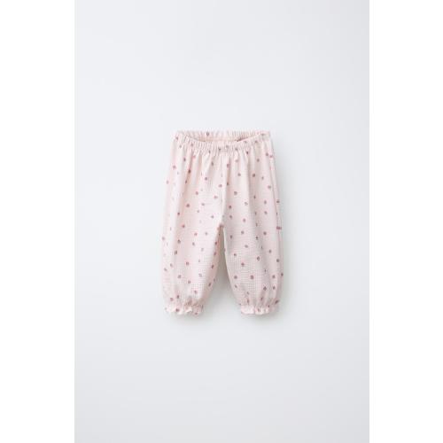TEXTURED FLORAL PRINT TROUSERS 0-1 M