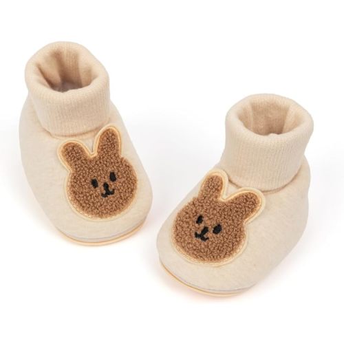 Miamooi Newborn Infant Baby Girls Boys Cotton Booties Winter Warm Slippers Fleece Sock Shoes Stay On First Walker Shoes Non Slip Sole Ankle Crib Shoes 0-18 Months
