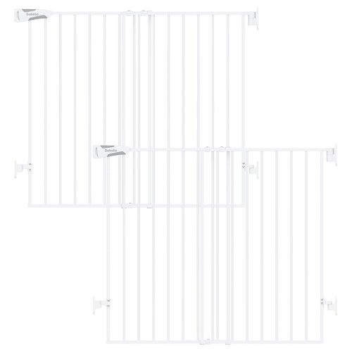 Babelio Baby Gate for Stairs, Kitchen & Doorways, No Bottom Bar| Easy Install| One-Handed Operation| Auto-Close| Hardware Mount Safety Dog Gate (White - B17, 34" H, 26-43" W-Standard 2 Pcs)