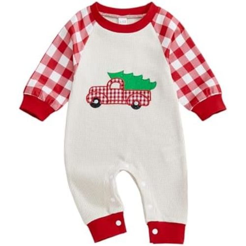 SAYOO Newborn Baby Girl Boy Thanksgiving Halloween Outfit Pumpkin Turkey Embroidered Contrast Waffle-Knit Romper Jumpsuit