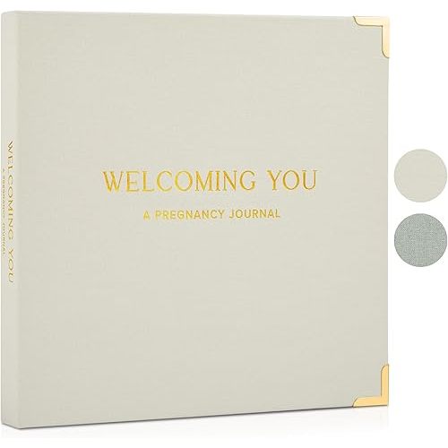 Beautiful Linen Pregnancy Journal and Detailed Memory Book with Stickers and Keepsake Pocket - Lovely Must Have Gift for Expecting First Time Moms - The Perfect Planner to Track Pregnancy Milestones
