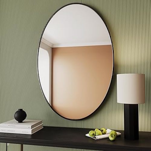 AUYHM Oval Mirrors,Oval Bathroom Mirrors,24x36 Mirror Bathroom Black,espejos decorativos de pared,Bathroom Mirrors for Over Sink(Black)