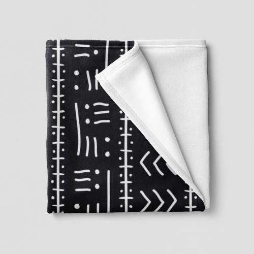 30x40 African Black White Ethnic Mudcloth Fleece Blanket