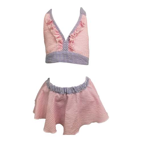 Pink Seersucker Two Piece Swim