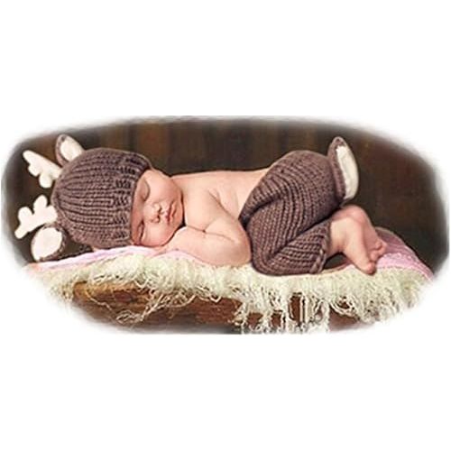 Coberllus Newborn Photography Props Baby Photo Props Outfits Christmas Deer Hat Pants for Boy Girls Photography Shoot