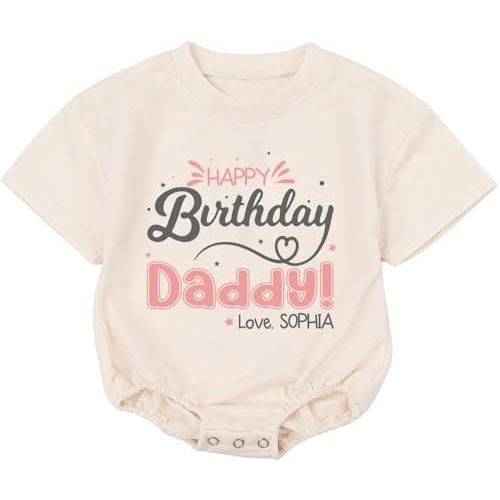 Personalized Happy First Birthday As My Daddy Bubble Romper, Custom Happy Birthday Daddy Onesie