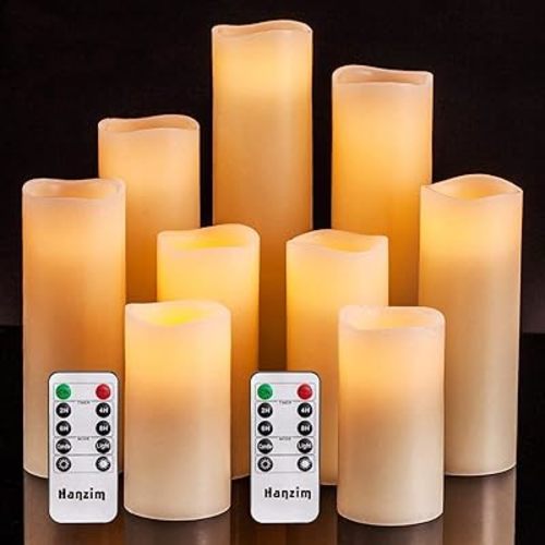 Flameless Battery Operated LED Pillar Candles with Remote control 9pack