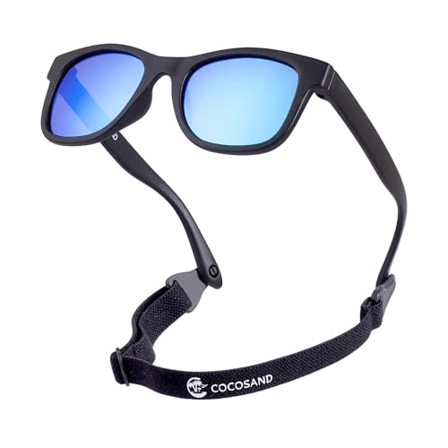 COCOSAND Flexible Polarized Baby Sunglasses with Strap | UV Protection, Bendable, For Toddler Infant Newborn Girl Boy, Age 0-24 Months