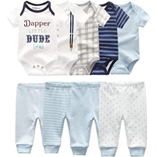 Baby Layette Set Baby Boys' 9-Piece Bodysuits Pants Set Toddler Girl Boy Unisex Baby Gift Sets