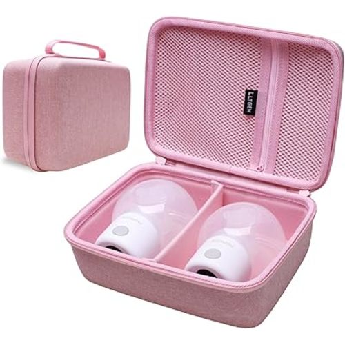 LTGEM Breast Pumps Carrying Bag Case Compatible with 2pcs Momcozy S12 Pro / S12Pro / S9 / M5 / All Momcozy Wearable Breast Pump Suitable, Breast Pump Small Storage Case(Pink)