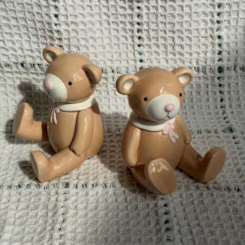Vintage Teddy Bear Bookends Pair, Ceramic Shelf Sitters