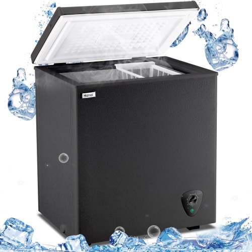 WANAI 5.0 Cubic Feet Chest Freezer Large Home Deep Freezers Black Top Door with Removable Basket