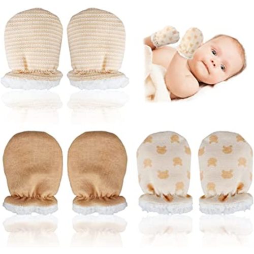 3 Pairs Baby Mittens Winter Anti Scratch Baby Mittens, Winter Baby Warm Gloves for Newborn (0-6 Months)