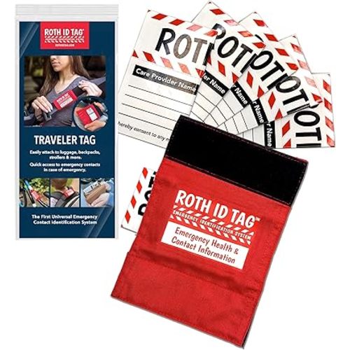 Emergency Contact Identification System for Vehicles, Bikes, Back Packs, Bags and More. | ROTH ID TAG Kit Traveler Kit