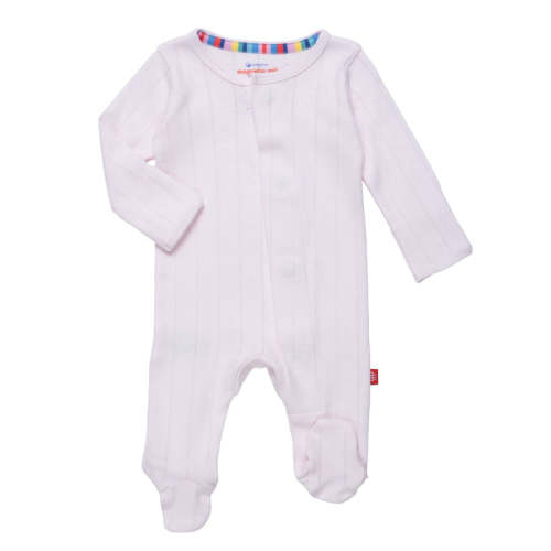 love lines pink organic cotton pointelle magnetic parent favorite footie