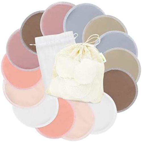 wegreeco Nursing Breast Pads (14 Pack) + Laundry Bag & Travel Storage Bag, 4.7 inch Option - Washable & Reusable Breastfeeding Nursing Pads (Mild, Large)
