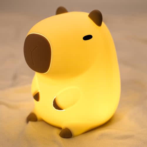UNEEDE Cute Capybara Night Light, Novelty Animal Silicone Nursery Night Light Rechargeable Table Bedside Lamp with Touch Sensor for Bedroom Living Room Squishy Capybara Stuff Boys Girls Gifts