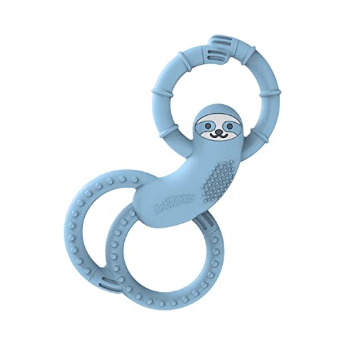Dr. Brown's Flexees Blue Sloth, Soft 100% Silicone Baby Teether, BPA Free, 3m+