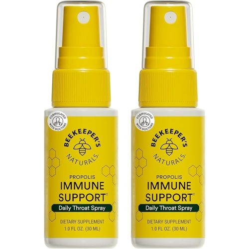 Beekeeper's Naturals Propolis Throat Spray, Natural Immune Support & Sore Throat Relief - Antioxidants, Keto, Paleo, Gluten-Free, 1.0 oz (Pack of 2)
