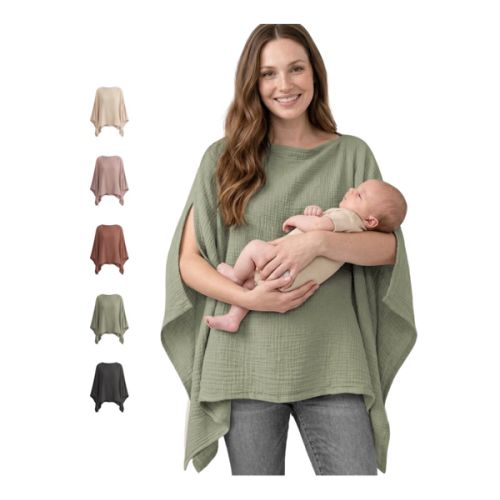 Konssy Muslin Nursing Cover for Women, 360° Full Privacy Poncho