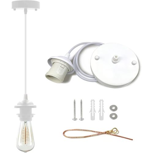 Industrial Mini Pendant Light Kit, UL E26 Lamp Socket, White