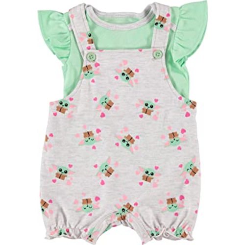 STAR WARS Baby Girls Newborn Infant Baby Yoda Shortall Romper and Tshirt Set