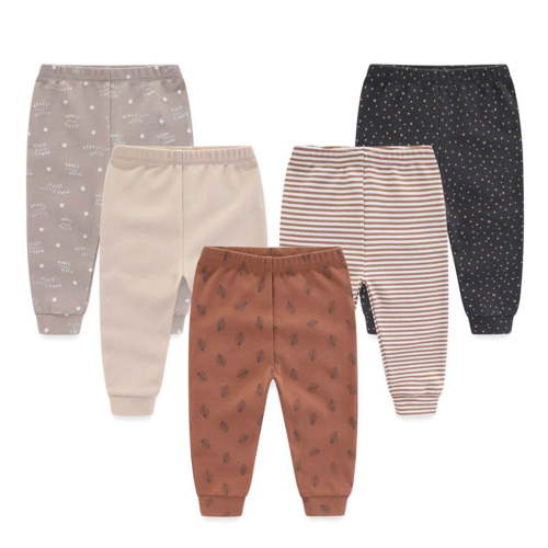Falianni Baby Cotton Comfortable Everyday Essentials Pants,5-Pack,Sizes 0-12M
