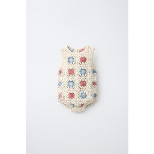 GEOMETRIC KNIT ROMPER - Ecru | ZARA United States