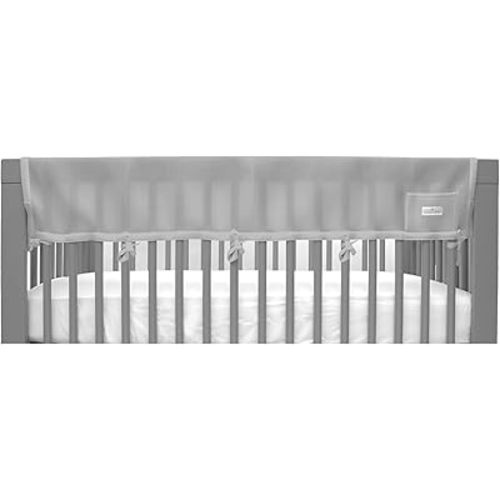 BreathableBaby Breathable Mesh RailGuard Teething Cover — 51” Long Panel (1) — Fits Most Full-Size and Does Not Fit Mini Cribs — Use with Coordinating Short Panels - Gray
