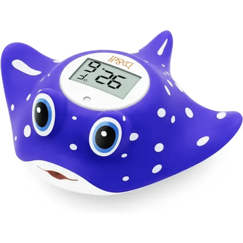b&h Baby Bath Thermometer - Instant Read Digital Thermometer for Infant Bathtub and Room, Measure Newborn Water Temperature, Safe Toddlers Tub Time Floating Toy - Manta Ray