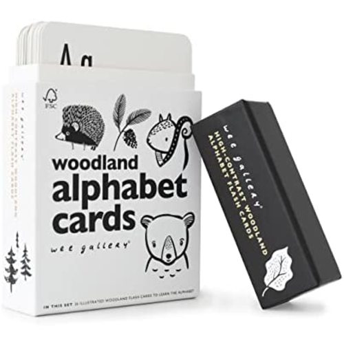 Wee Gallery Educational Flashcards for Babies, Black and White Animal Alphabet Learning Cards, Double Sided, Perfect for Visual Stimulation, Cognitive Development in Babies and Toddlers (Ages 0-3)