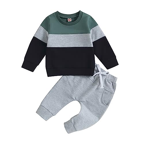 Murnouche Toddler Baby Boy Fall Winter Outfits Letter Crewneck Sweatshirt Casual Pants 2Pcs Clothes Set