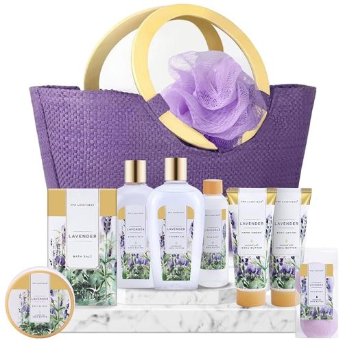 Spa Luxetique Gift Baskets for Women, Spa Gifts for Women - 10pcs Lavender Bath and Body Sets with Body Lotion, Bubble Bath, Relaxing Spa Sets, Birthday Mothers Day Gifts for Mom