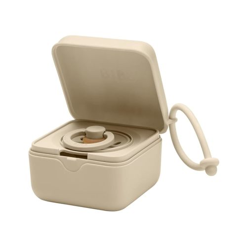 BIBS Pacifier Box with Loop for Storing & Carrying Soothers | 100% BPA Free Material | Designed & Made in Denmark | Vanilla