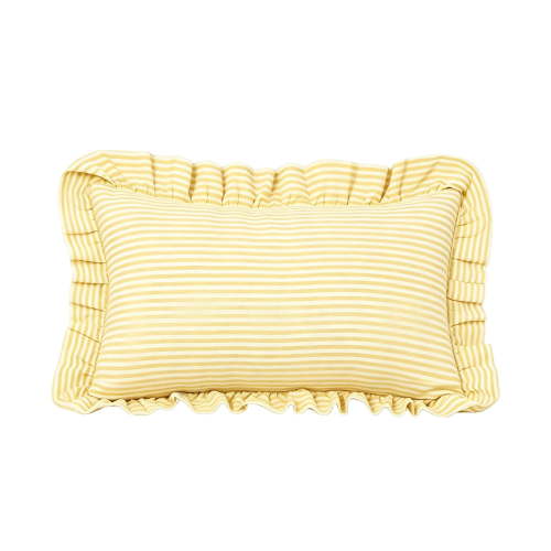 Yellow Striped Lumbar Pillow Cover, 20"X12" (01-B-Yellow)