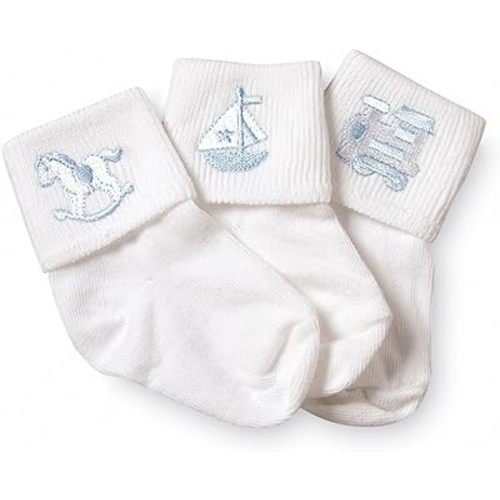 Jefferies Socks Baby Boy Collection Appliques, 3 Pack, White